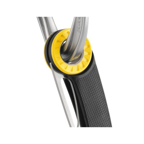 couteau spatha petzl jaune et noir mousquetonné