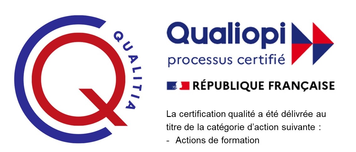 Qualiopi processus certifié - République Française. La certification qualité a été délivrée au titre de la catégorie d'action suivante : Actions de formation.